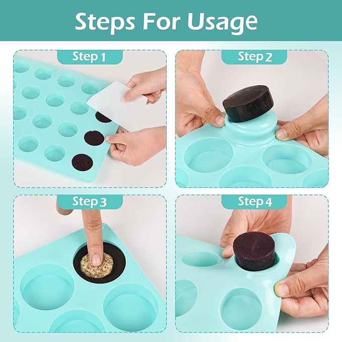 3Pcs Cake Puck Mold Set,2 Different Sizes Chocolate Covered Cake Silicone Molds, 24-Cavity&12-Cavity Round Cake Pop Molds with 2 Spatulas for DIY Cake Cores, Chocolate Desserts,Cakepucks