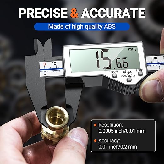 Preciva 6 Inch Digital Caliper, High Precision Measuring Tool with Large LCD Screen,Inch/Metric/Fraction Conversion, Auto-Off Feature, Vernier Caliper for DIY and Household