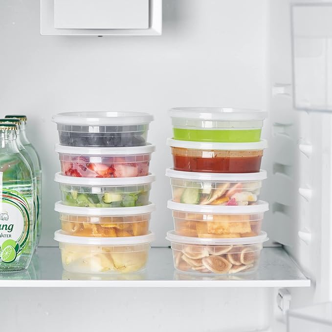 [240Set-8oz] Plastic Deli Food Storage Containers With Lids Disposable Clear Small Togo Jars Bowls For Soup, Meal Prep, Slime | BPA Free | Stackable | Leakproof | Microwave | Dishwasher | Freezer Safe