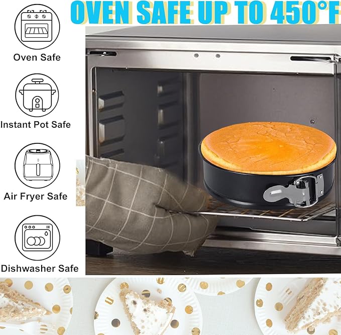 Round Cake Pan Sets for Baking Cake Decorating Supplies: 4 Non-Stick Springform Pans Set (4, 7,9,10 inches), Icing Tips, Cake Leveler – Multi-functional Leak-Proof CheeseCake Pan