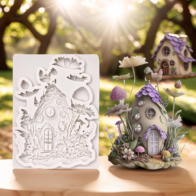 (Four-piece set) Virgin Mary, angels, mushroom cottage, flower cottage, DIY silicone mold, cake chocolate mold wedding cake decoration tool marshmallow cake