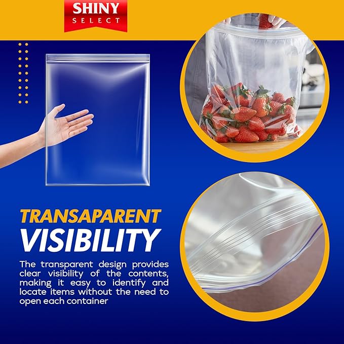 Extra Large Plastic Storage Bags With Zipper Top 3 Gallon 16" x 18" Jumbo Size Bag Heavy Duty 3 Mil Thick Clear X-Large Big Zip Bags for Food Freezer Clothes Travel Moving (12)