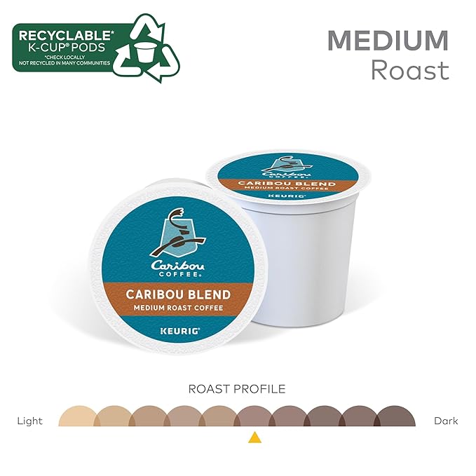 Caribou Coffee Caribou Blend Keurig Single-Serve K-Cup Pod, Medium Roast Coffee, 96 Count