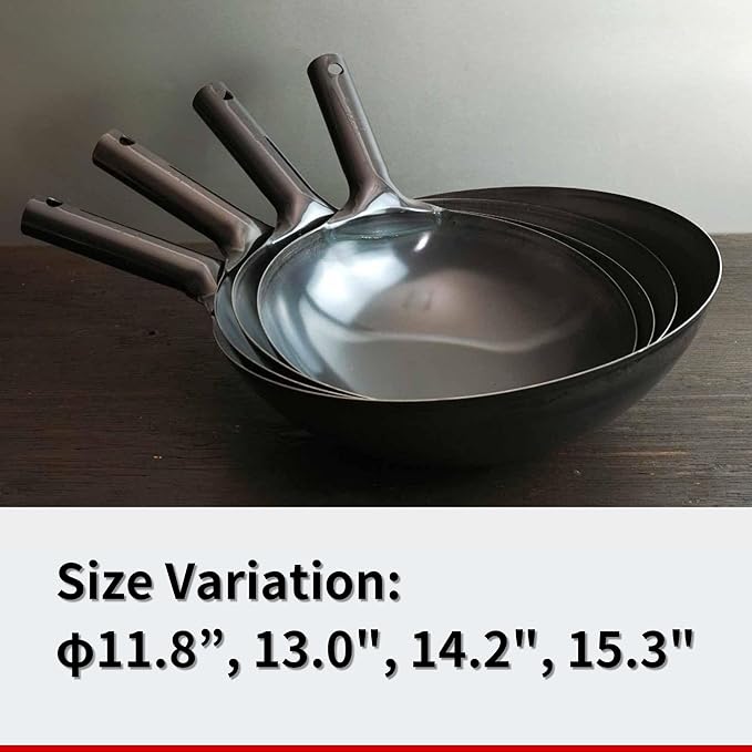 Kanda Iron Beijing Wok - Lightweight and Durable - Perfect for Authentic Japanese Cooking - 13 inch