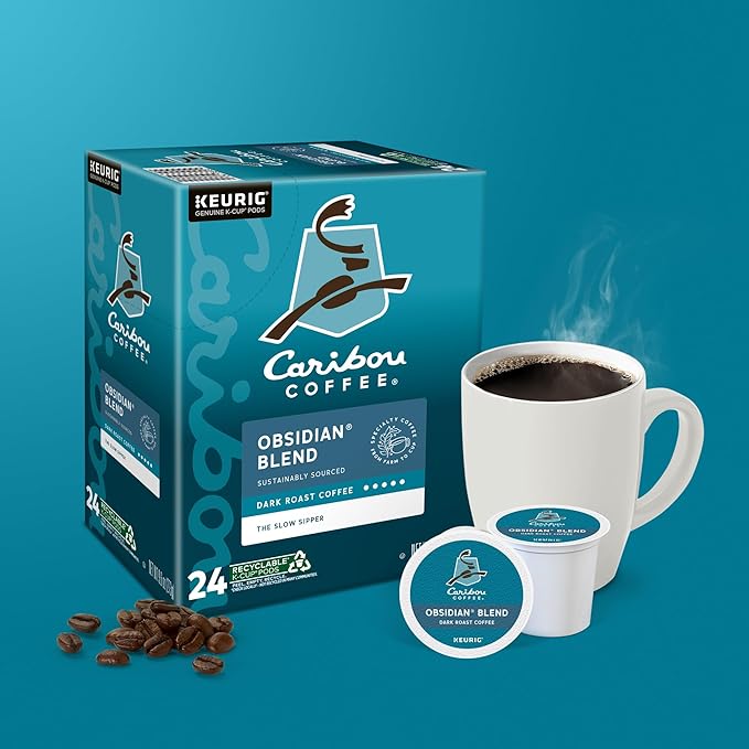 Caribou Coffee Obsidian Keurig Single-Serve K-Cup Pod, Medium Roast Coffee, 96 Count