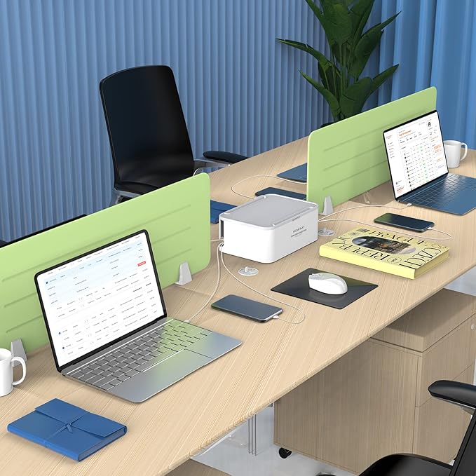 Power Strip with Cable Management Box, Redagod Surge Protector 8 Outlets and 3 USB Ports with Switch Control, 6.6 ft Flat Plug Extension Cord, Organizer Charging Station for Kitchen, Dorm, Office,Home