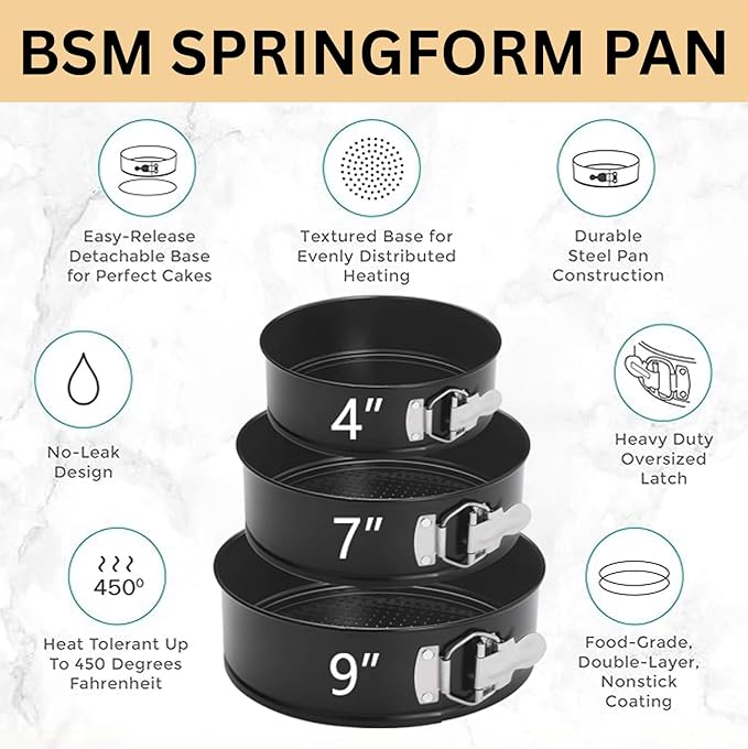 4,7 & 9 Inch Springform pan for cheesecake, Nonstick, Leak-proof Cheesecake Pan set for Baking cakes, Cheese Cake & Pies with Removable Bottom - Easy to Clean
