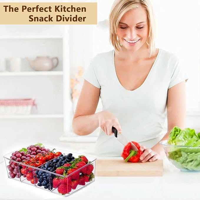 Pantry Organizers and Storage - 2 Pack Kitchen Organizers and Storage for Fridge,Drawer and Refrigerator - Spice Organization for Cabinet,Clear Plastic Stackable Bins for Snack Organizer