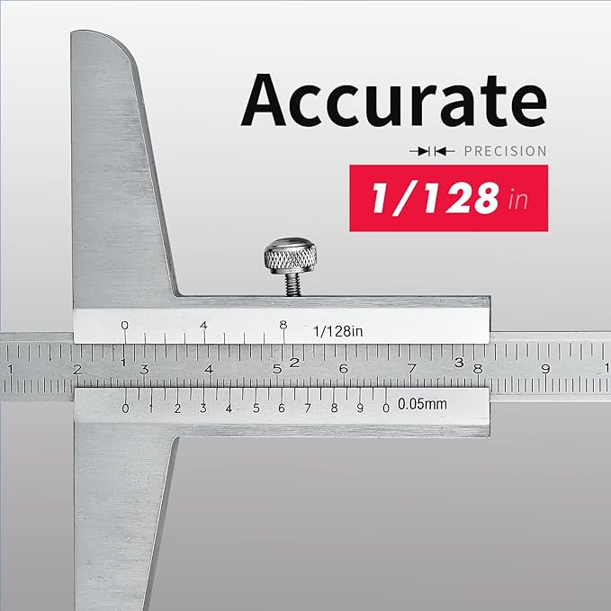 0-150mm Depth Gauge Vernier Caliper，Precision Measurement Tool，High-Strength CarbonSteel，DRINYOUNG（0-150/128in Depth Caliper with Hook）