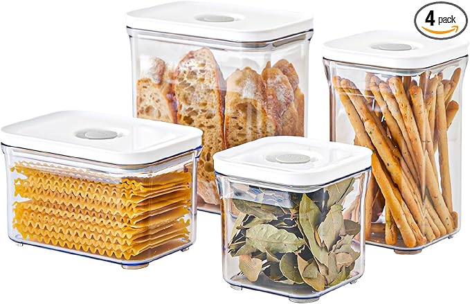 Premium Airtight Food Storage Containers 4-piece/Set, BPA Free, 100% Leak Proof, Keep food fresh up to 5 times longer than non-vacuum storage