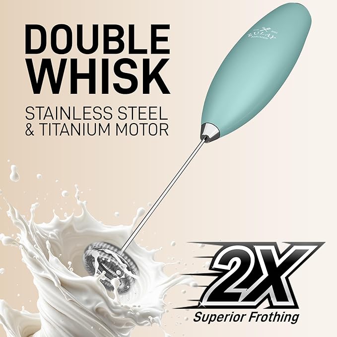 Zulay Kitchen Whisk Milk Frother with 4 Duracell Batteries - Powerful Handheld Foam Maker for Coffee, Lattes, Matcha, Hot Chocolate & Cappuccinos - Whip Creamy Froth in Seconds