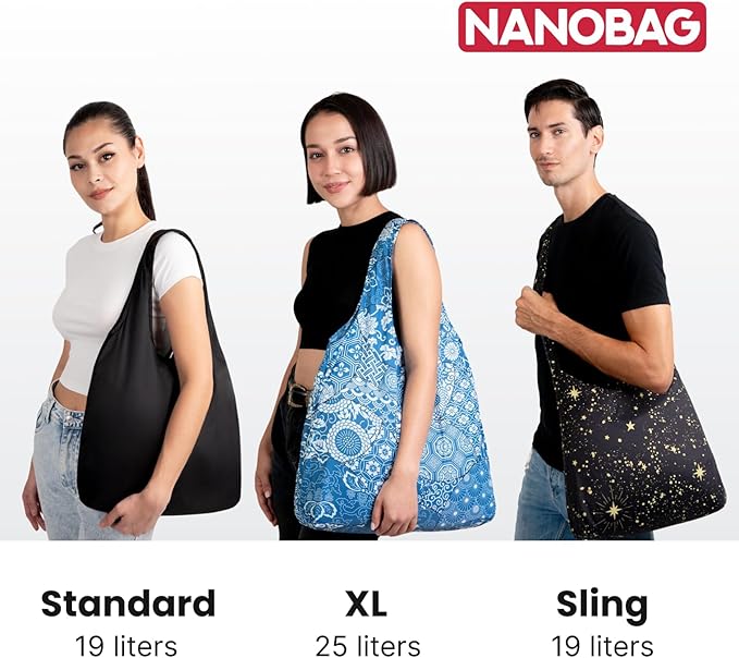 Nanobag Ultra-Lightweight Foldable Tote for Women & Men, Reusable Grocery & Travel Bag, Packable Collapsible Compact Market Essential (Standard Psychedelic)