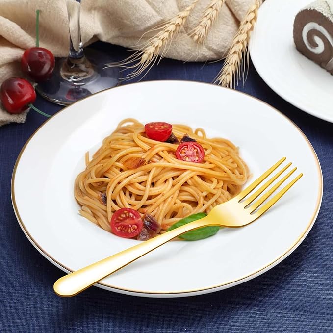 Gold Forks - 36-Piece Dinner Forks Set, 8 Inches Stainless Steel Silverware, Use for Home, Kitchen and Restaurant - Mirror Polished, Dishwasher Safe