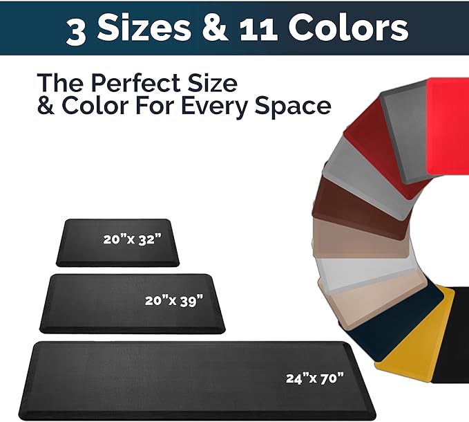 ComfiLife Anti Fatigue Floor Mat – 3/4 Inch Thick Kitchen Mats for Floor, Standing Desk Mat, Kitchen Rug – Comfort at Home, Office – Durable – Stain Resistant – Non-Slip (24" x 70", Scarlet Orange)