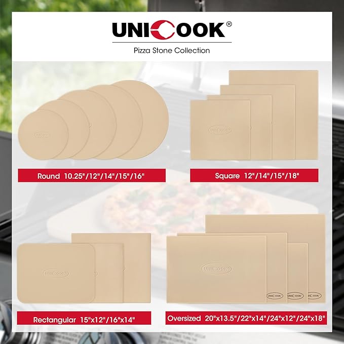 Unicook Round Pizza Stone 10.25 Inch, Small Bread Baking Stone for Oven Grill, Perfect Size for Baking Crisp Crust Personal Pizza, Bread, Cookies and More