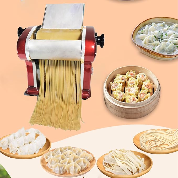 Electric Pasta Noodle Maker Machine, Built-in 2.5 mm Blade, Dough Width 14 cm, 0.3-4 mm Adjustable Thickness, Output 5Kg/H for Home & Commercial Use