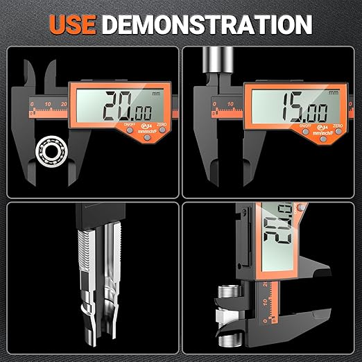 Preciva 6 Inch Digital Caliper, High Precision Measuring Tool with Large LCD Screen,Inch/Metric/Fraction Conversion, Auto-Off Feature, Vernier Caliper for DIY and Household (Orange)