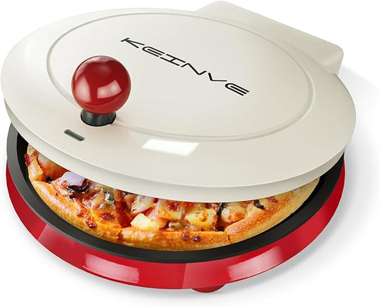 1000W Pizza Maker, 2-in-1 Indoor Griddle and Pizza Cooker, 8.5" 180° Open Nonstick Plate for Quesadilla, Panini, Crepe and More