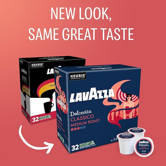 Lavazza Dolcevita Classico, Single-Serve Keurig K-Cup Pods, Medium Roast Coffee, 32-Count Box