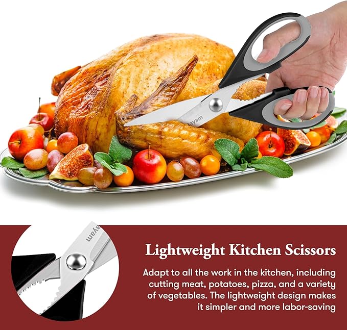 Kitchen Gadgets Utensils Set for Home, iBayam 8.5" Kitchen Scissors with Sheath, Black Cooking Scissors, All Purpose Shears