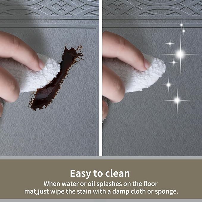 24 x 60 Inch Extra Support Anti Fatigue Comfort Kitchen Mat, Waterproof Long Kitchen Runner, Non-Slip Standing Desk Mat, Commercial Pads for Offices, Home, Garages (Bordeaux Grey, 24'' x 60'')