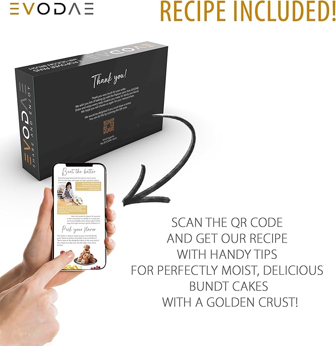 EVODAE® Mini Bundt Cake Pans in Holiday Gift Box – Set of 2, 12 Cup (2x6) Nonstick Black Carbon Steel – PFOA & PTFE Free – Perfect for Christmas Baking, Holiday Desserts & Winter Treats