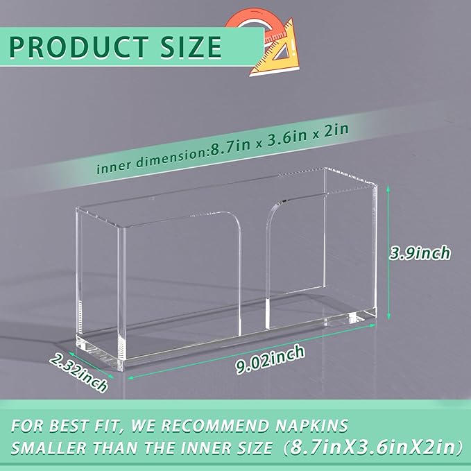 Napkin Holder, Clear Acrylic Guest Towel Holder, Vertical Rectangular Disposable Hand Towel Holder for Kitchen, Waterproof Guest Paper Towel Lucite Tray for Bathroom Home Hotel Office Restaurant Use