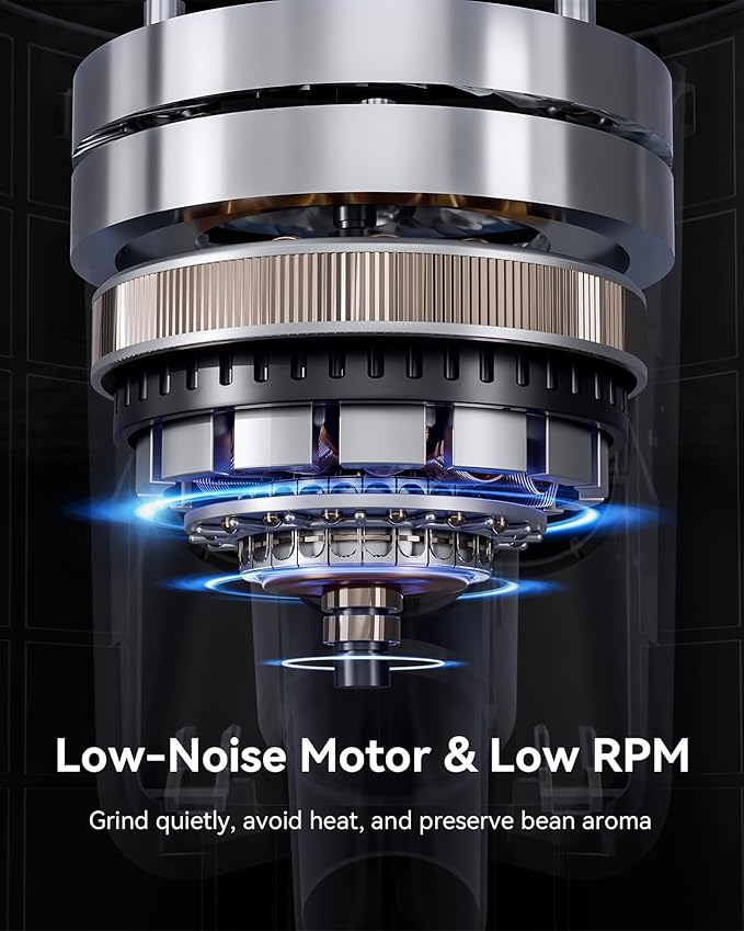 MOKKOM Professional 64mm Flat Burr Coffee Grinder with 100 Grind Settings, All-Metal Stainless Steel Body, Coffee Bean Grinder with Adjustable Electronic Timer, Anti-Static, LED Display