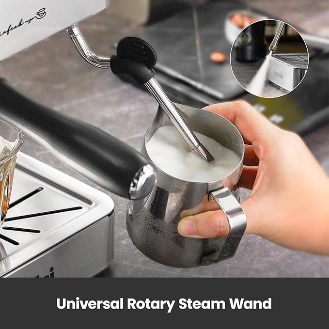 Espresso Machine, Espresso Maker with Milk Frother Steam Wand & 57OZ Water Tank for Latte Macchiato Cappuccino, Brushed Stainless Steel G3005E