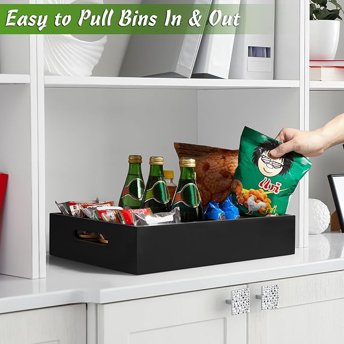 DRASTAR Snack Tray Organizer, Wooden Snack Display for Counter, Snack Bar Station, Chip Organizer for Pantry Shelf, Snack Basket Organizer, Kitchen Office