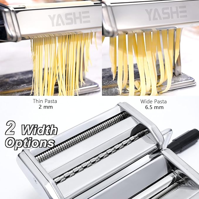 2-in-1 Pasta Maker with Cleaning Kit, Adjustable Thickness Settings Pasta Maker Machine with Pasta Roller and Cutter, Dual Width Noodle Maker for Pasta, Spaghetti, Fettuccine, Lasagna