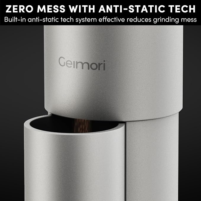 wirsh Burr Coffee Grinder, Portable Electric Coffee Grinder Geimori T38 Plus with 38mm 6-Core Conical Burr,Stepless Grind Settings from Fine to Coarse for Espresso,Drip,French Press,Home&Travel Use