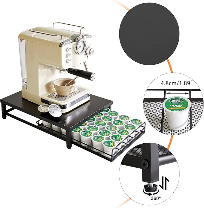 IBUYKE Coffee Pod Drawer Holder for K Cup, 35 Capacity Capsule Pods Storage Organizer,Under Coffee Pot Storage Drawer, Home Kitchen Coffee Pod Holder Counter Coffee Station UTCJ001B