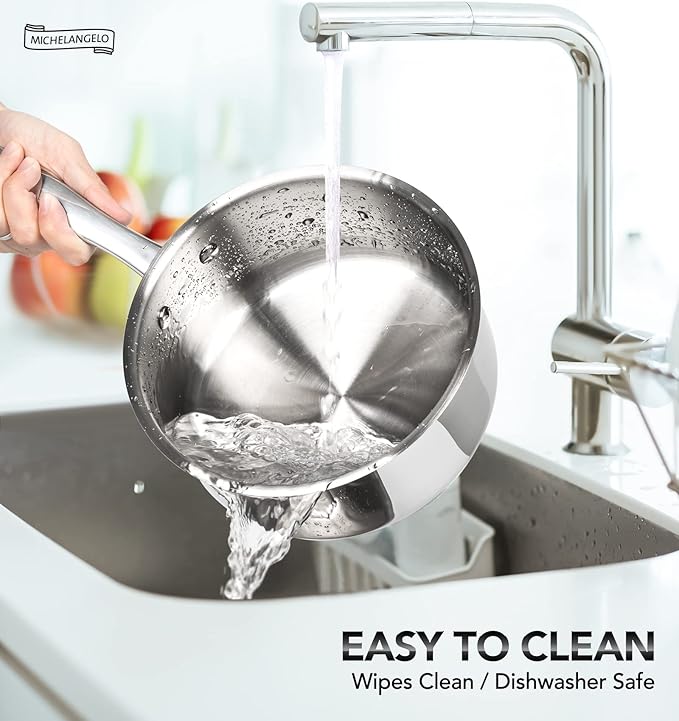 MICHELANGELO Stainless Steel Saucepan Set 1Qt & 2Qt, Premium German Technology Sauce Pans 2 Piece, 18/10 Stainless Steel Sauce Pan Set, Induction Compatible