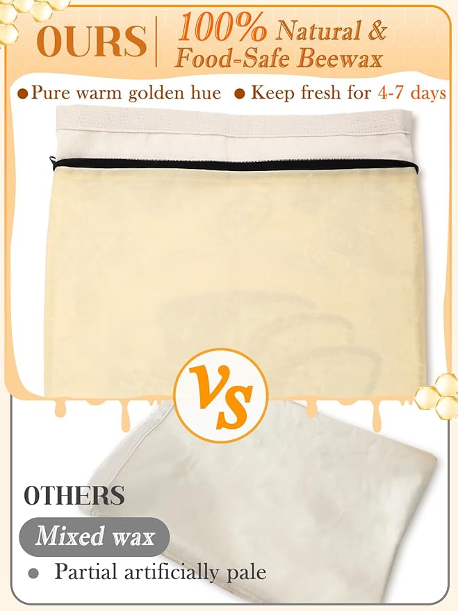 ANPHSIN Natural Beeswax Bread Bags with Sealing Zipper - 13''x16.7'' Reusable Sourdough Storage Wraps for Homemade Bread, Keeping Food Fresh, Gifts for People Who Love Baking, Loaf Pattern, 1 Pcs