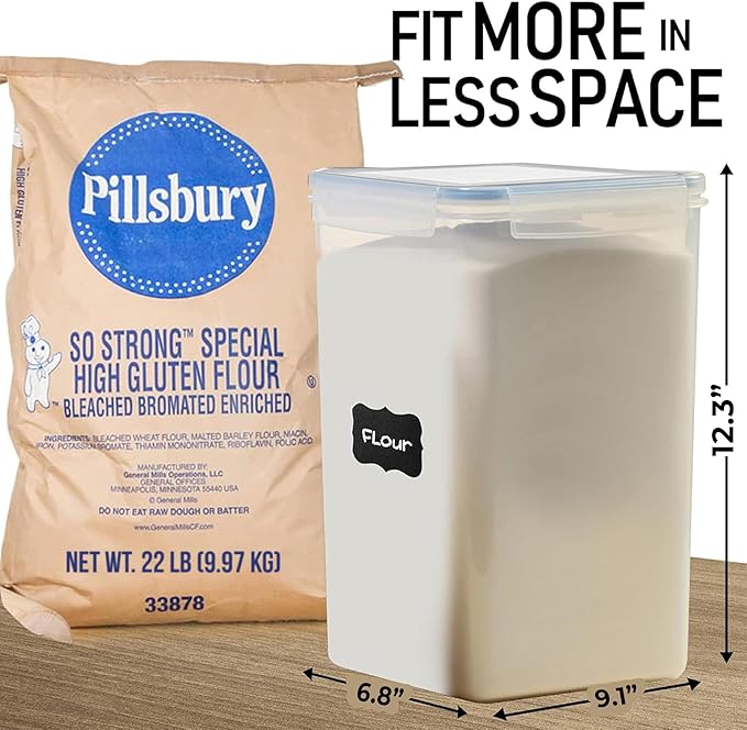 Flour Storage Container 2 PC [8.5L / 287 Oz] Extra Large Food Storage Containers with Lids - Airtight, Leak Proof, BPA-Free Plastic Flour Sugar Storage Containers - Bulk Storage for Kitchen & Pantry