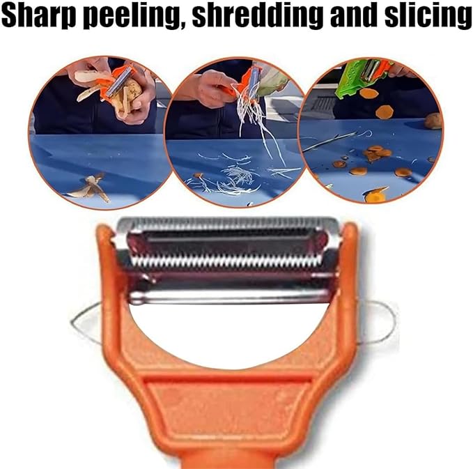 Pelador Multifuncional 2-En-1, Set Patient Peeler, Multifunctional Single-Blade Peelers, 2 in 1 Multifunctional Peeler & Julienne Set with Grating Plate Great for Fruit and Vegetable (2pcs)