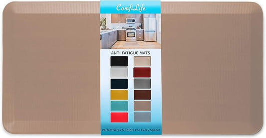 ComfiLife Anti Fatigue Floor Mat – 3/4 Inch Thick Kitchen Mats for Floor, Standing Desk Mat, Kitchen Rug – Comfort at Home, Office – Durable – Stain Resistant – Non-Slip Bottom (24" x 70", Beige)