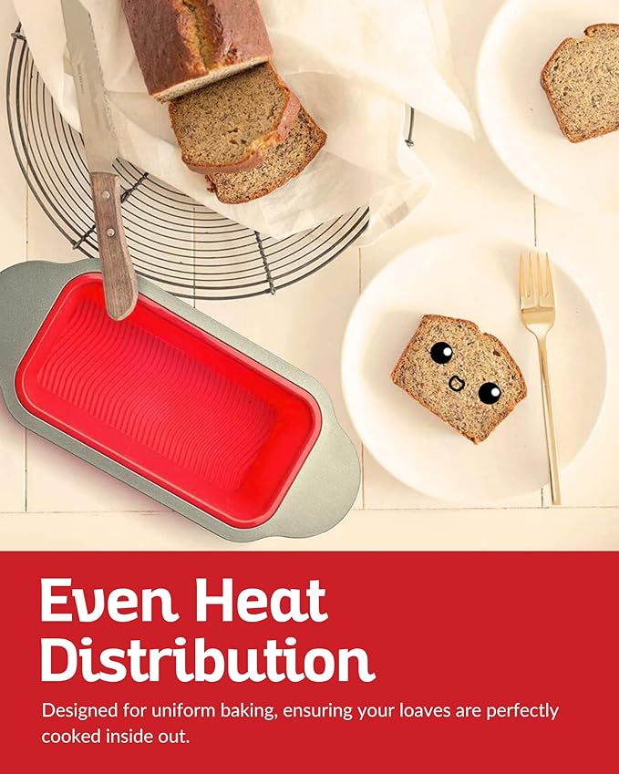 Boxiki Kitchen Premium Non-Stick Silicone Bread Loaf Pan, 9x5 Inches – Heavy-Duty Steel Frame, Non-Toxic, BPA & PFOA Free – Perfect for Pound Cakes, Breads, & More.