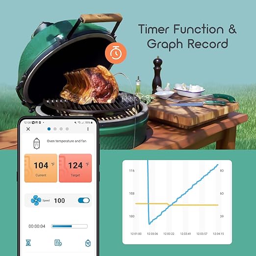 Wi-Fi & Bluetooth BBQ Smoker Temperature Controller with Automatic Smoker Fan, INKBIRD ISC-027BW Grill Thermometer with 4 Probes for Big Green Egg, Kamado Joe, Primo, Vision Grill, Akorn Kamado, Weber