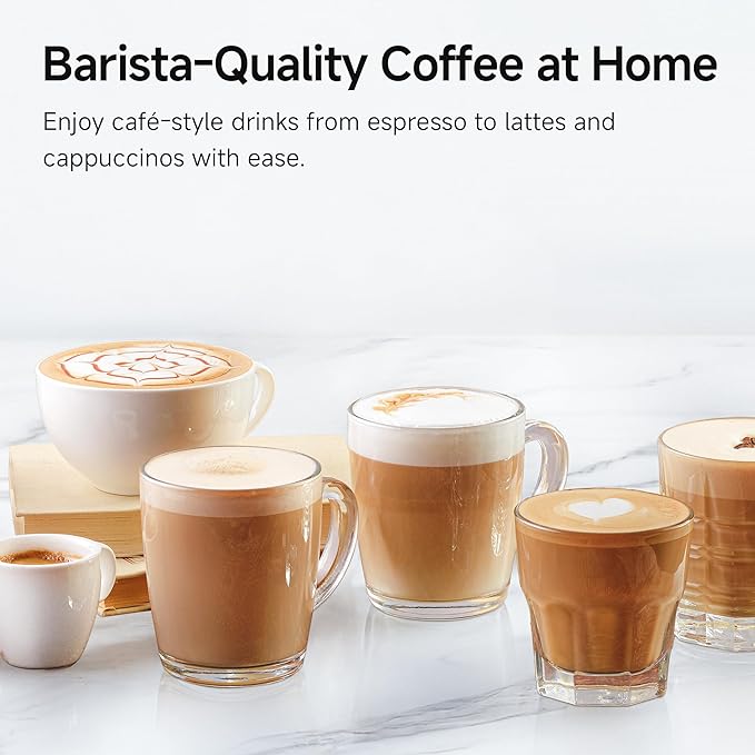 HIBREW H10B - 51mm Espresso Machine - Temperature & Cup Volume Adjustable at will - With Intelligent Display Screen & Pressure Gauge - Stainless Steel Body(Metallic Silver)