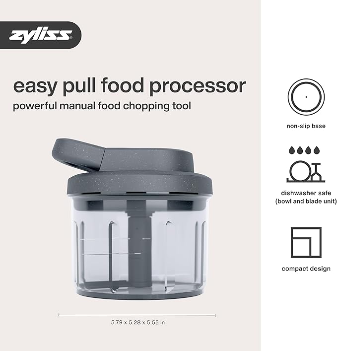 Zyliss Easy Pull Food Chopper and Manual Food Processor - Hand-Held Slicer & Dicer for Fruits & Vegetables - Easy Pull Manual Food Chopper - Cooking Gadgets & Kitchen Essentials - Easy Pull 3.0
