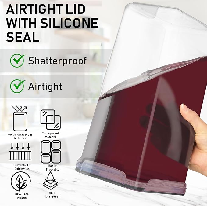 WHITE FEATHER SUPPLIES 2 PC [8.5L / 287 Oz] Extra Large Airtight Food Storage Containers with Lids - BPA Free Kitchen and Pantry Organization Containers for Baking Supplies, Cereal, Flour, Sugar, Rice