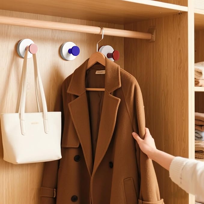 4 Pcs Suction Cup Hook for Shower，Removable Hooks，Towel Hooks，Suction Hooks for Bathroom, Bedroom, Glass Window (Color A)