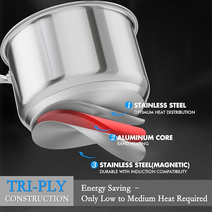 Pots and Pans Set,12-Piece Stainless Steel Cookware Set, Induction Ready Kitchen Cooking Set, Includes Saucepans, Stockpot, Steamer & Strainer Basket, Glass Lids, Dishwasher & Oven Safe