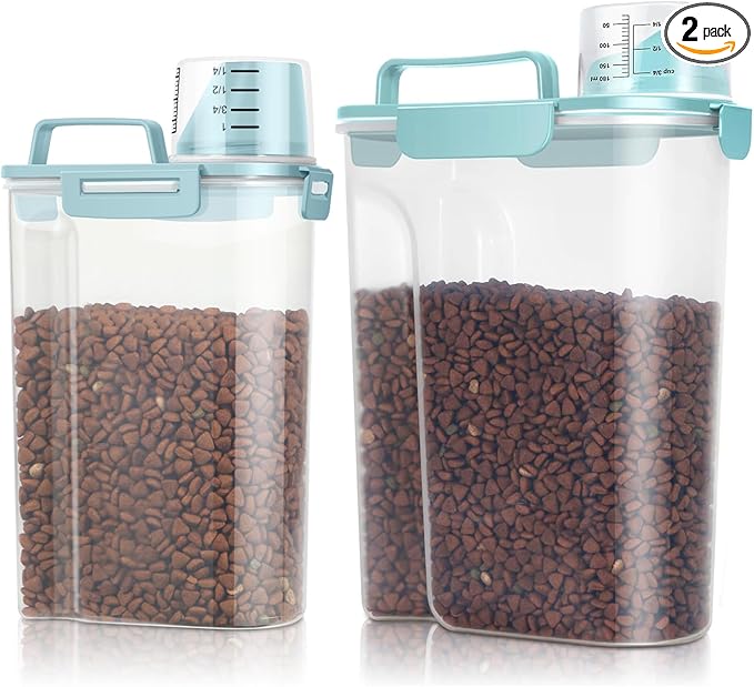 TBMax Dog Food Storage Containers 2 Pack 8 to10 Lbs, Airtight Pet Food Container Dispenser with Large Spout & Portable Handle, Travel Dog Treat Cat Food Storage Bin Bird Seed Container