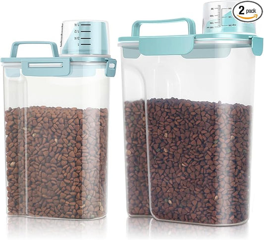TBMax Dog Food Storage Containers 2 Pack 8 to10 Lbs, Airtight Pet Food Container Dispenser with Large Spout & Portable Handle, Travel Dog Treat Cat Food Storage Bin Bird Seed Container