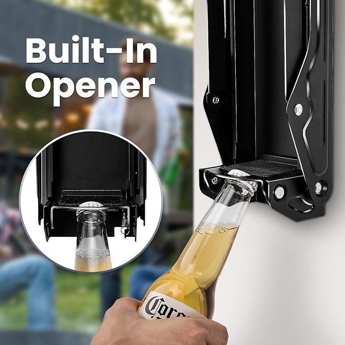 Kotto Can Crusher - Wall Mounted Can Crushers for Recycling - with Auto-Drop System -Built-in Bottle Opener-Crushes 8-16oz Cans-Includes Kitchen Storage Bag-Heavy Duty Can Crusher for Home Use-Black