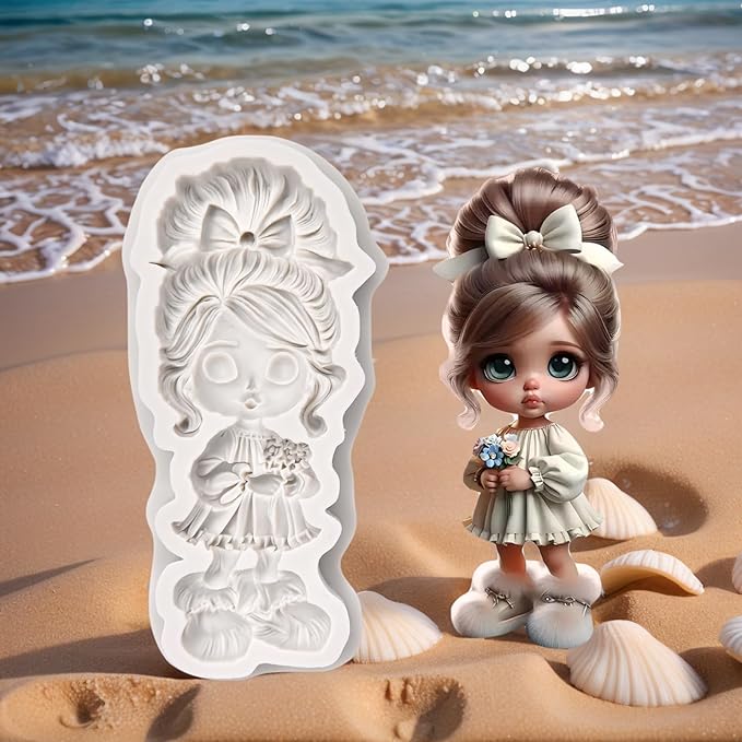 (Four-piece set) Moon sleeping dragon, fairy mushroom, whimsical girl, dragon shape, DIY silicone mold, cake chocolate mold wedding cake decoration tool soft cake mold