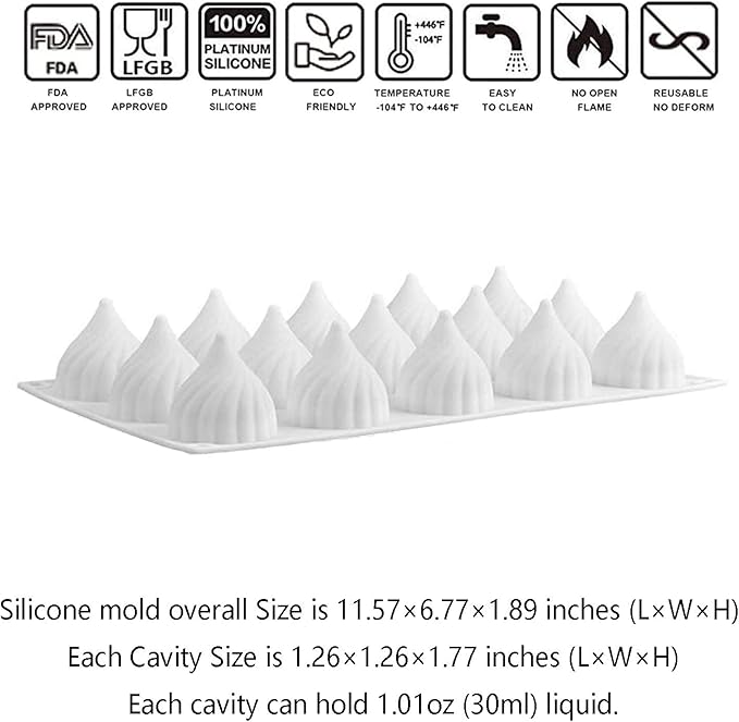 OCPO KITCHEN Russian Tale Silicone Mold for Baking Mousse Cake, Candy, Pastry, Chocolate, Cupcake, Jelly, Pudding, Cake Decoration Mold, 3D Russian Tale Shape (15-Cavity)